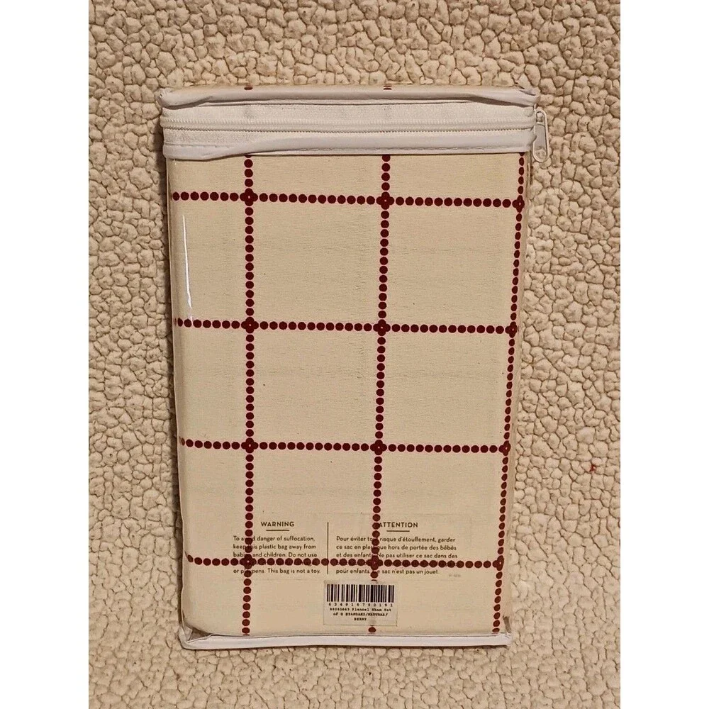STANDARD Textiles Flannel Duvet Set & Shams in Cream with Red Grid